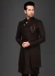 Fancy Jacket Style Indowestern In Black Color